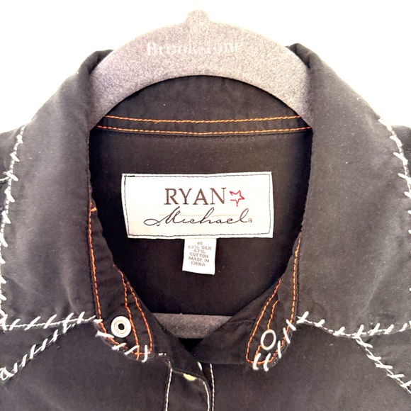 VTG Ryan Michael Western Long Sleeve Pearl Snap Button Woman SZ S Silk Blend - Picture 6 of 16